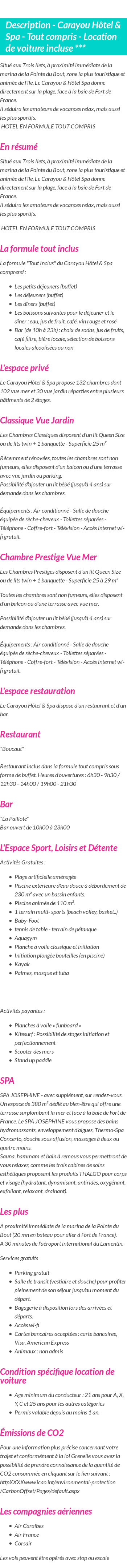 Détails du séjour