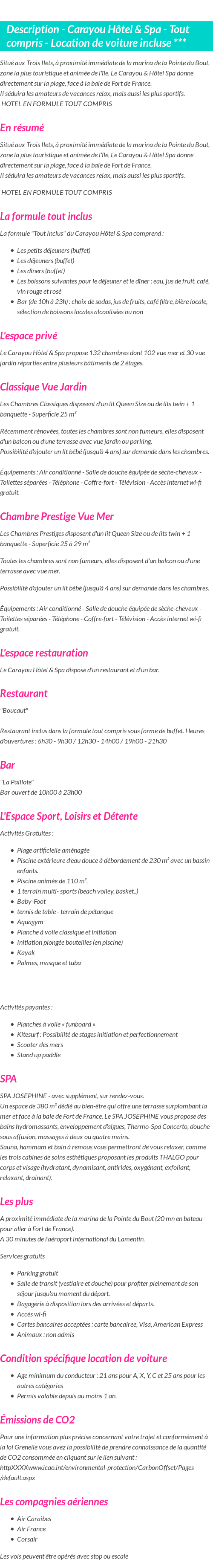 Détails du séjour