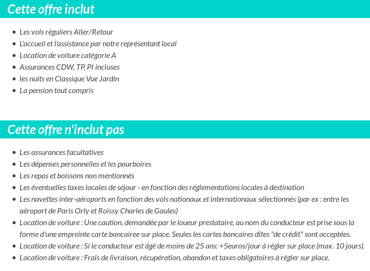 Conditions tarifaires