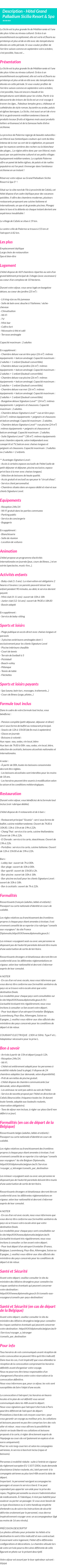 Détails du séjour