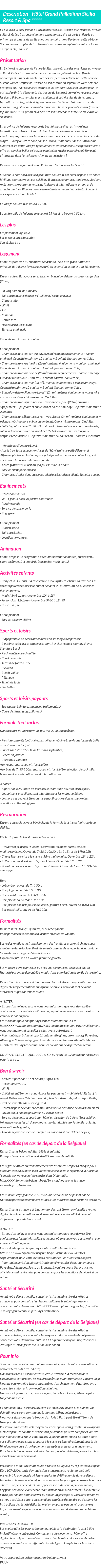 Détails du séjour