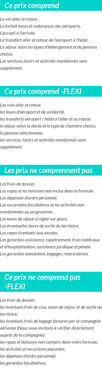 Conditions tarifaires