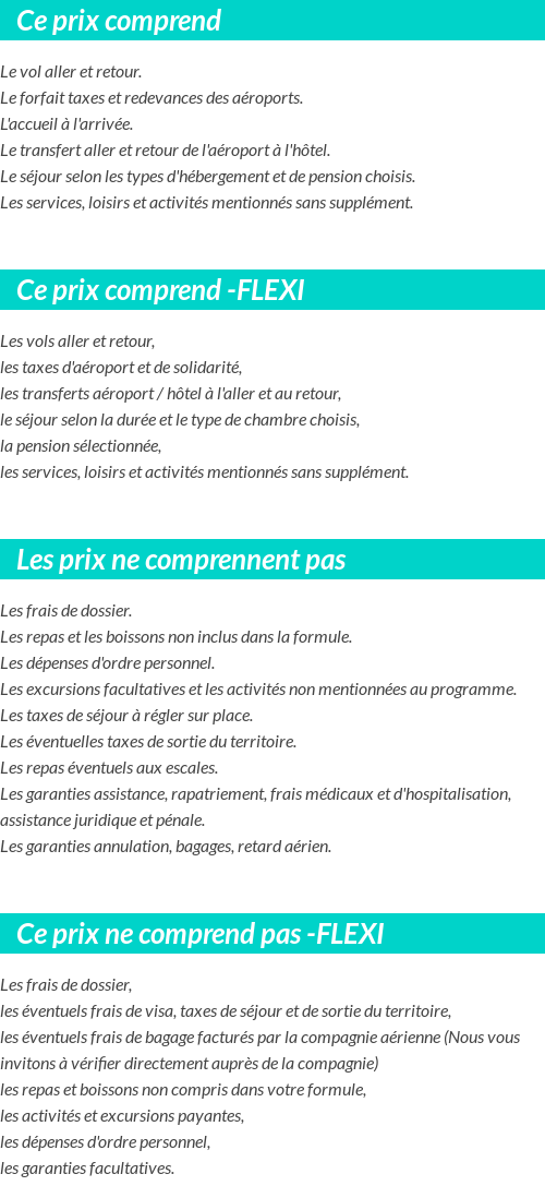 Conditions tarifaires