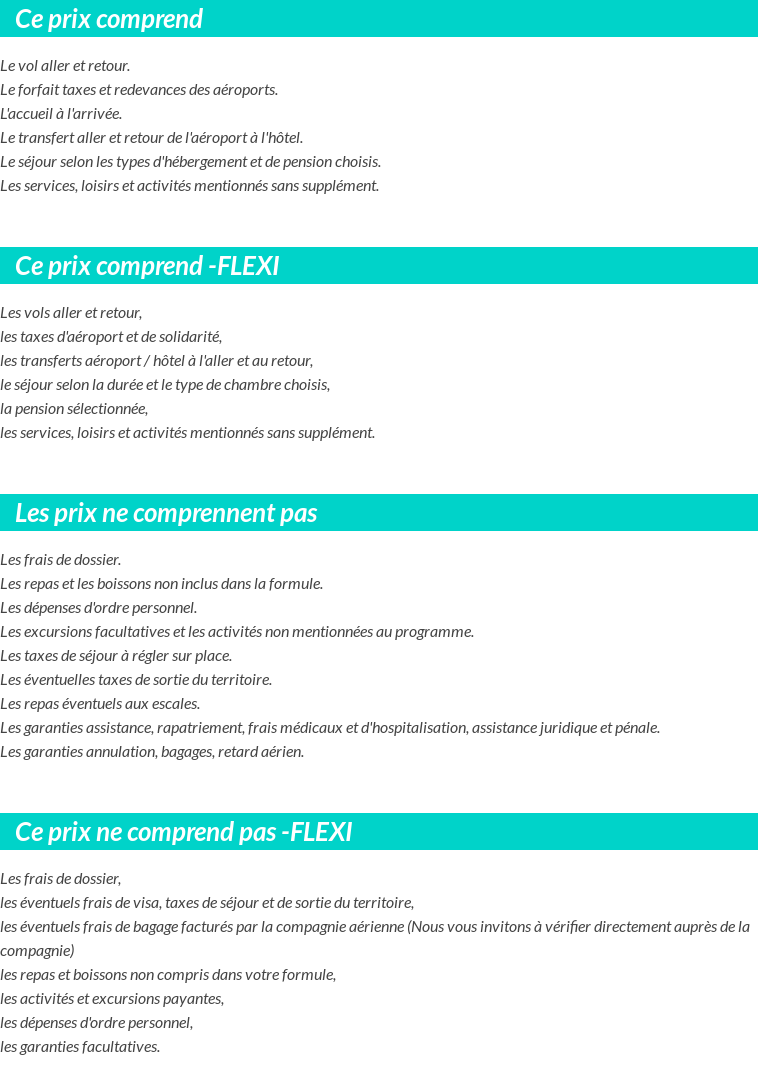 Conditions tarifaires