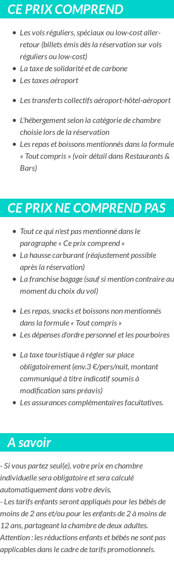 Conditions tarifaires