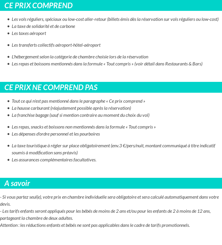 Conditions tarifaires