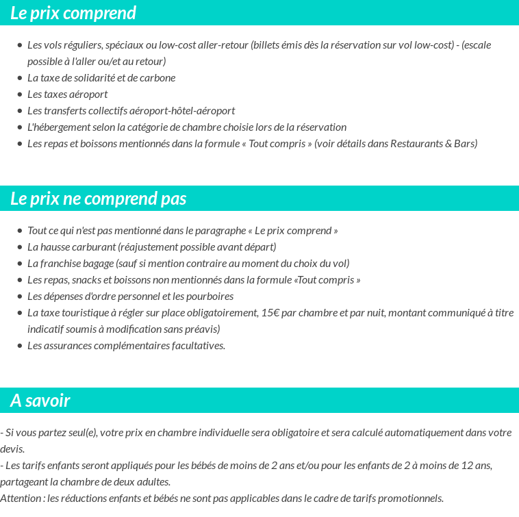 Conditions tarifaires