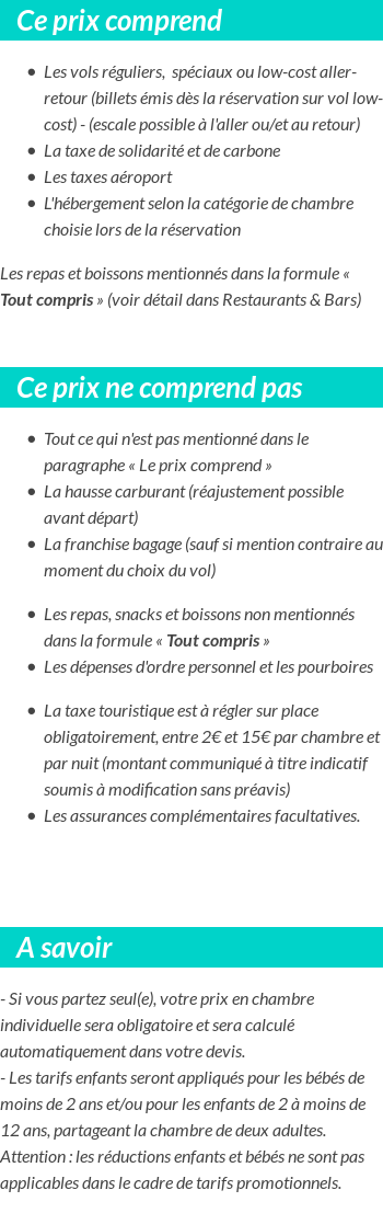 Conditions tarifaires