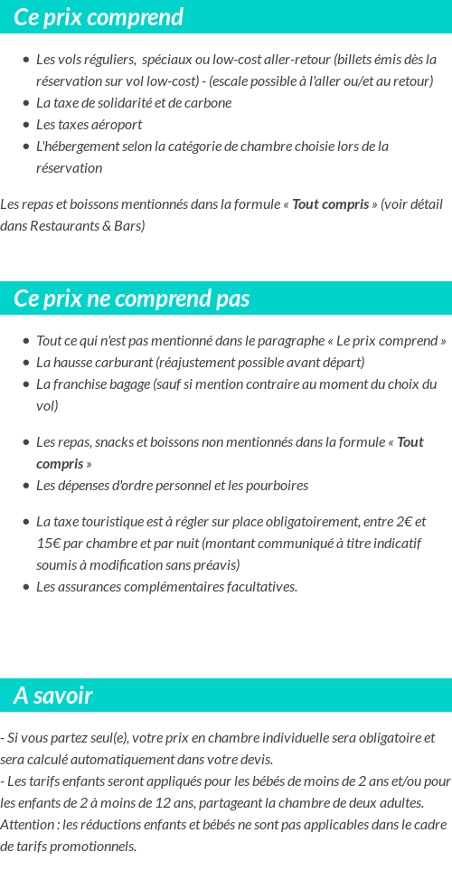 Conditions tarifaires