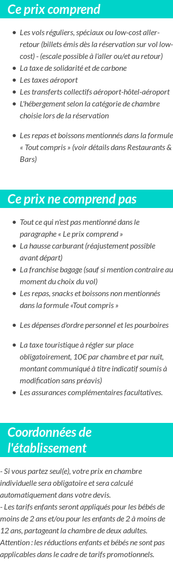 Conditions tarifaires