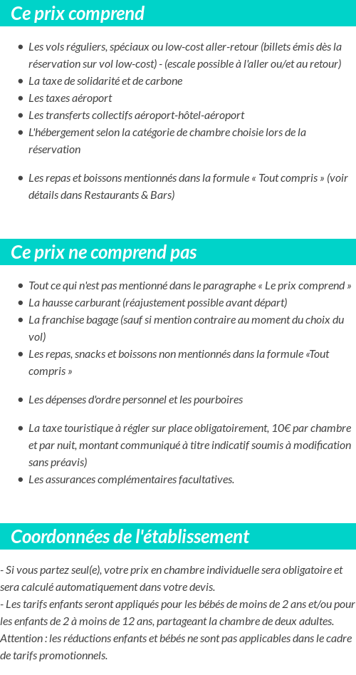 Conditions tarifaires