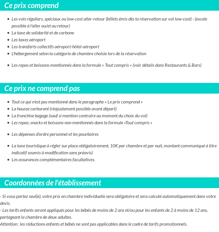 Conditions tarifaires