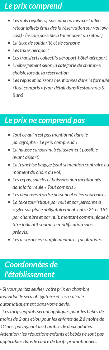 Conditions tarifaires