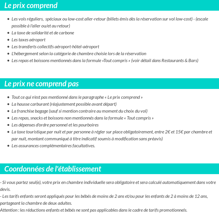 Conditions tarifaires
