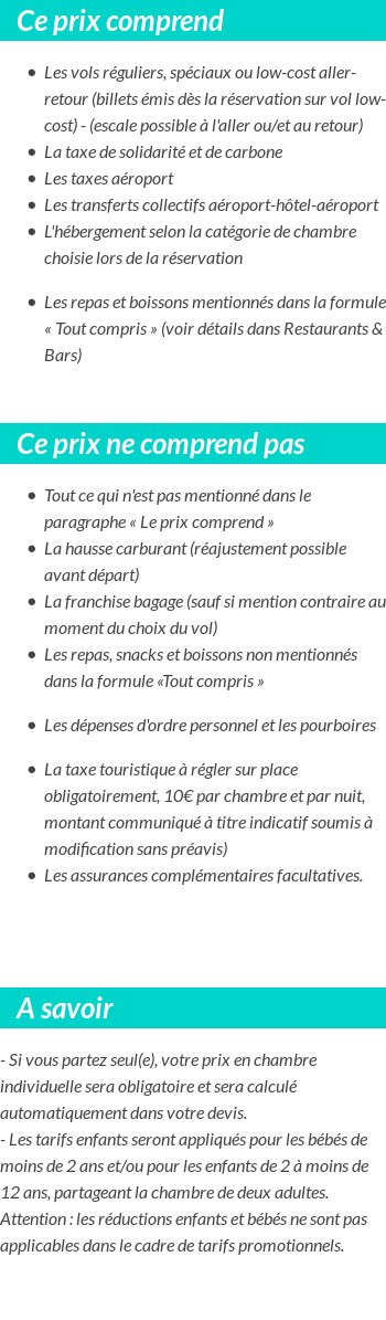 Conditions tarifaires