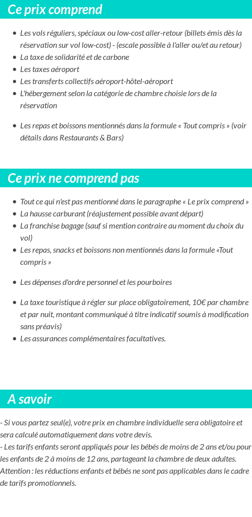 Conditions tarifaires