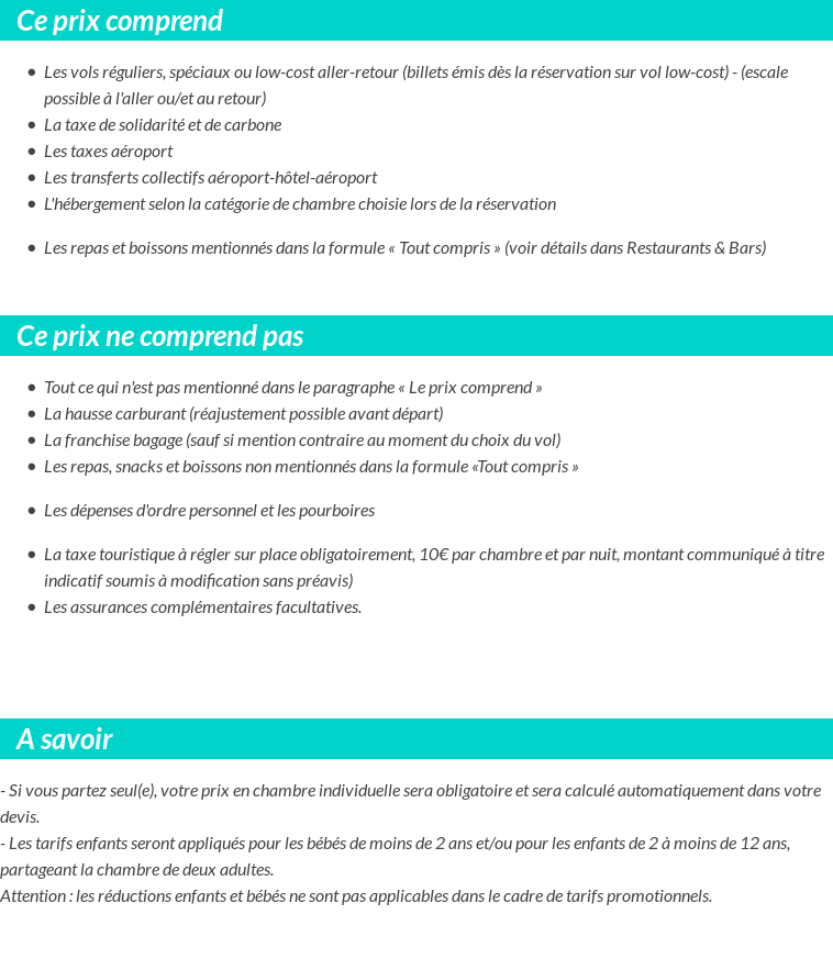 Conditions tarifaires