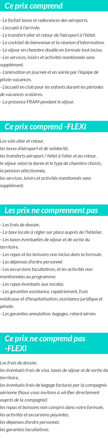 Conditions tarifaires