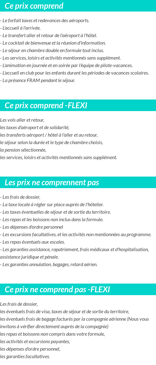 Conditions tarifaires