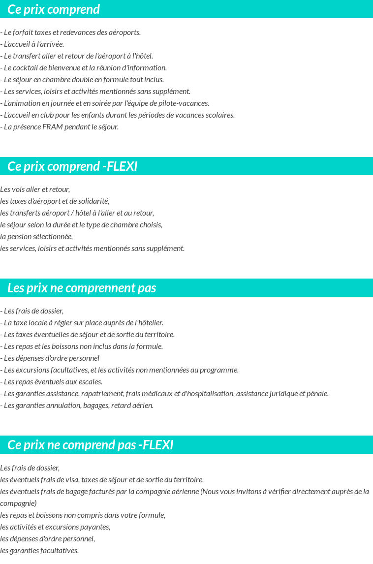 Conditions tarifaires