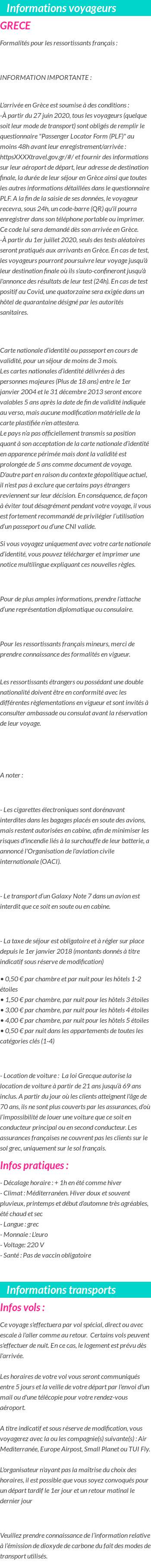 Formalités et infos voyageurs