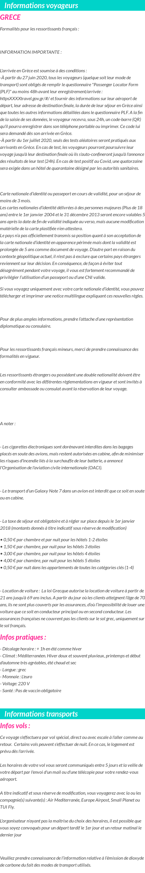 Formalités et infos voyageurs