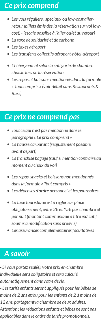 Conditions tarifaires