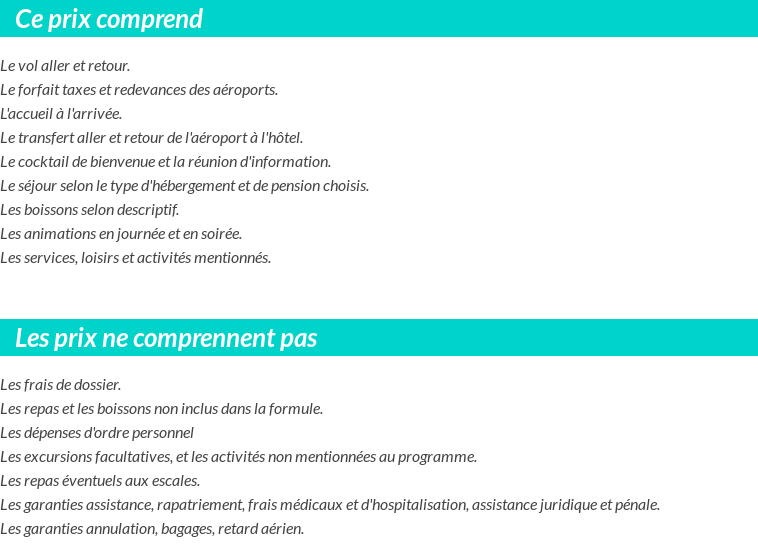 Conditions tarifaires