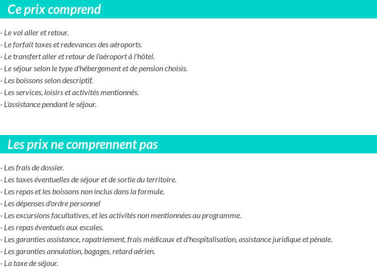 Conditions tarifaires
