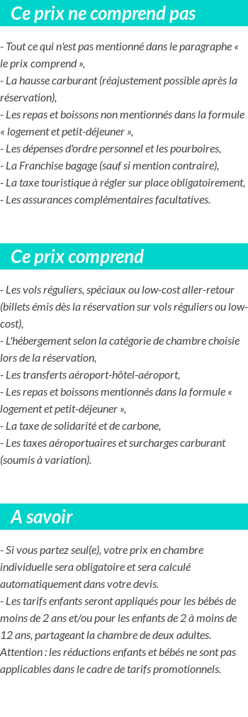 Conditions tarifaires