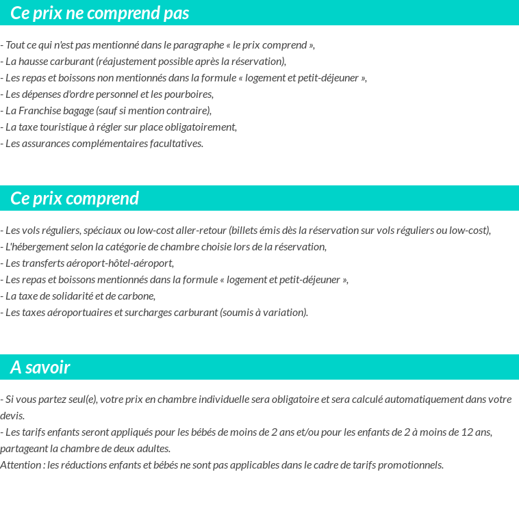 Conditions tarifaires