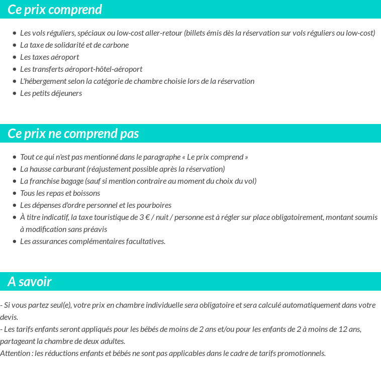 Conditions tarifaires