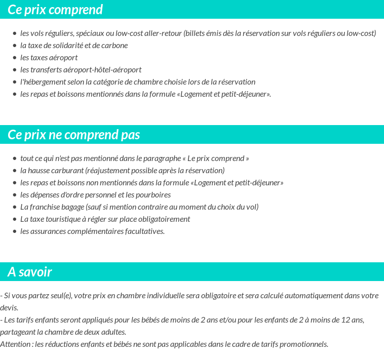 Conditions tarifaires