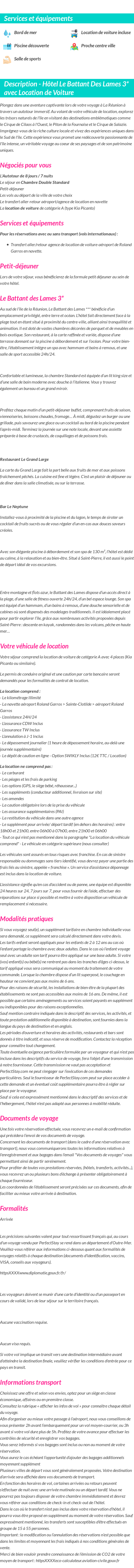 Détails du séjour