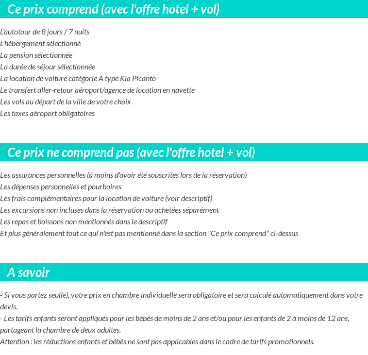 Conditions tarifaires
