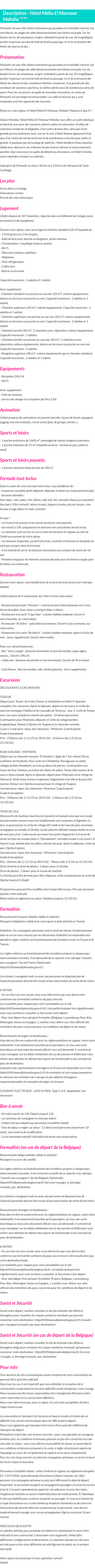 Détails du séjour