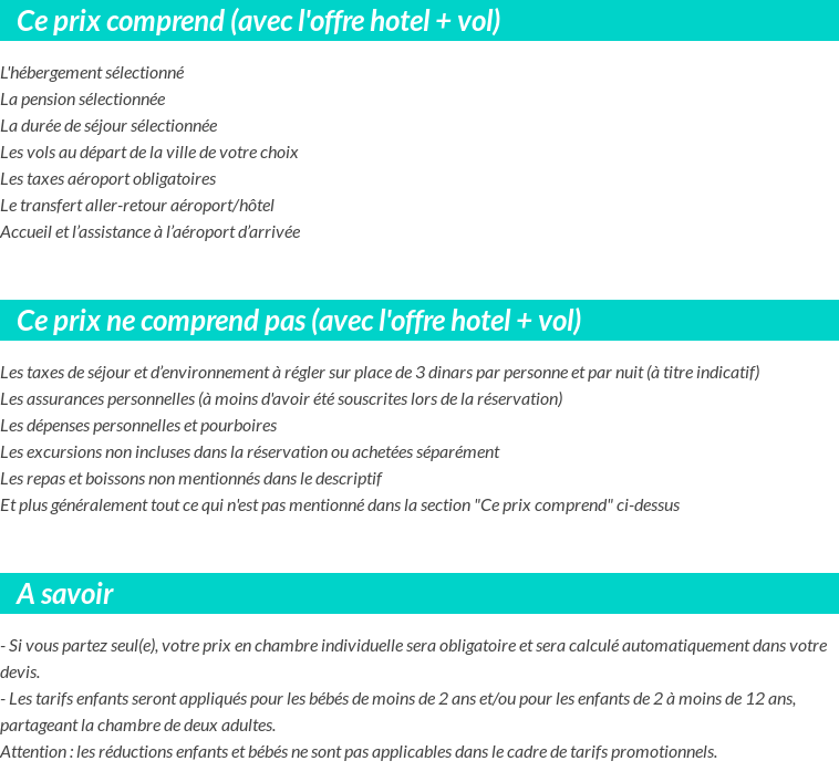 Conditions tarifaires