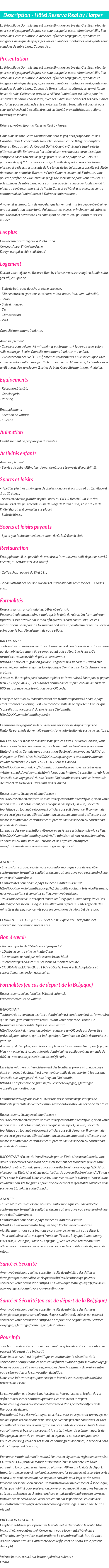 Détails du séjour