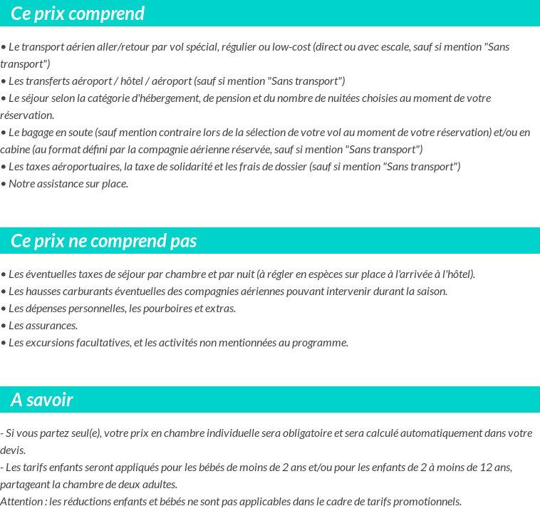 Conditions tarifaires