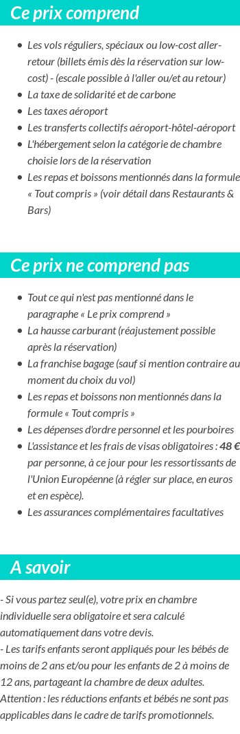 Conditions tarifaires