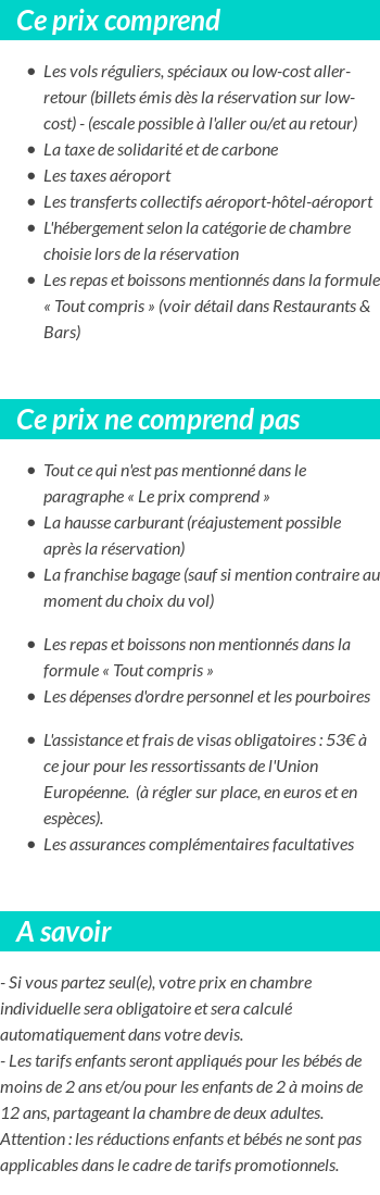 Conditions tarifaires