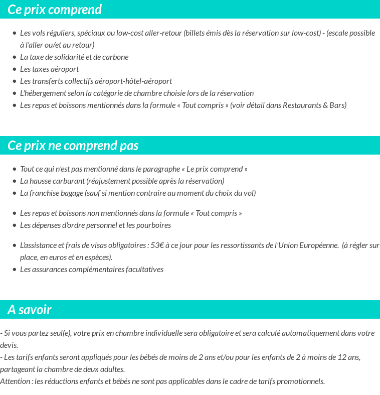 Conditions tarifaires