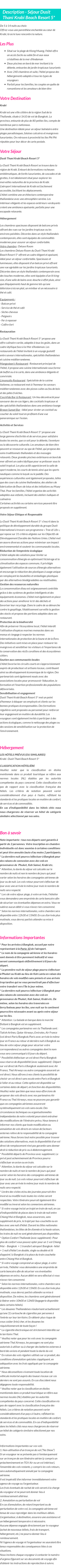 Détails du séjour