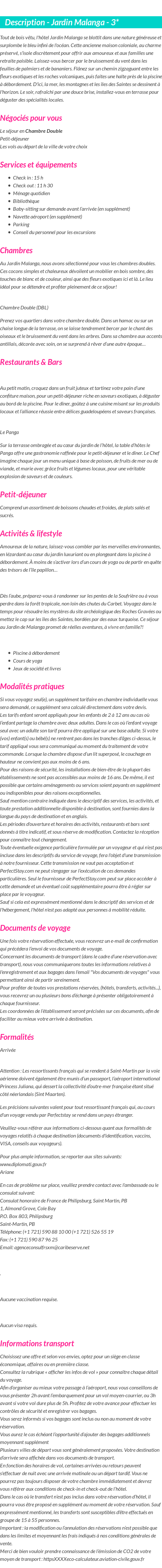 Détails du séjour