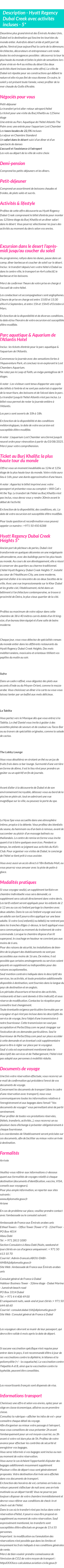 Détails du séjour