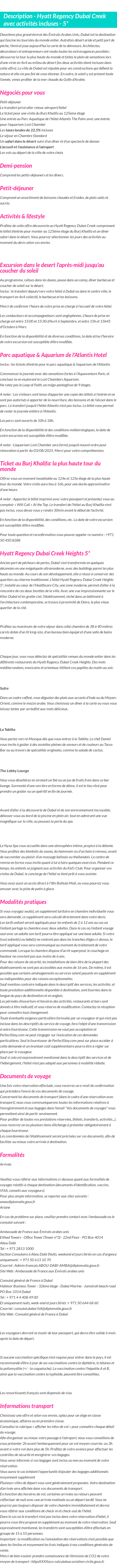 Détails du séjour