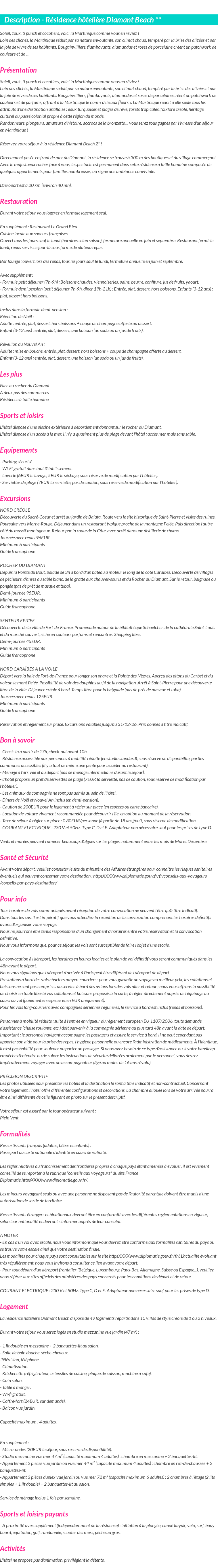 Détails du séjour