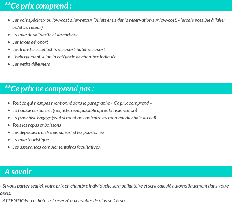 Conditions tarifaires