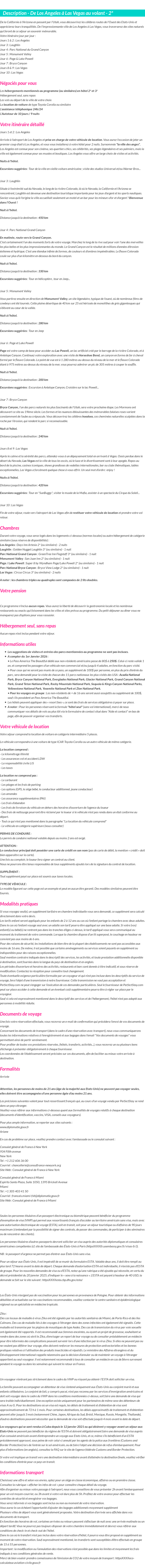 Détails du séjour