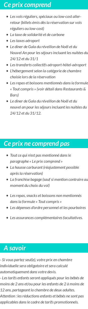 Conditions tarifaires
